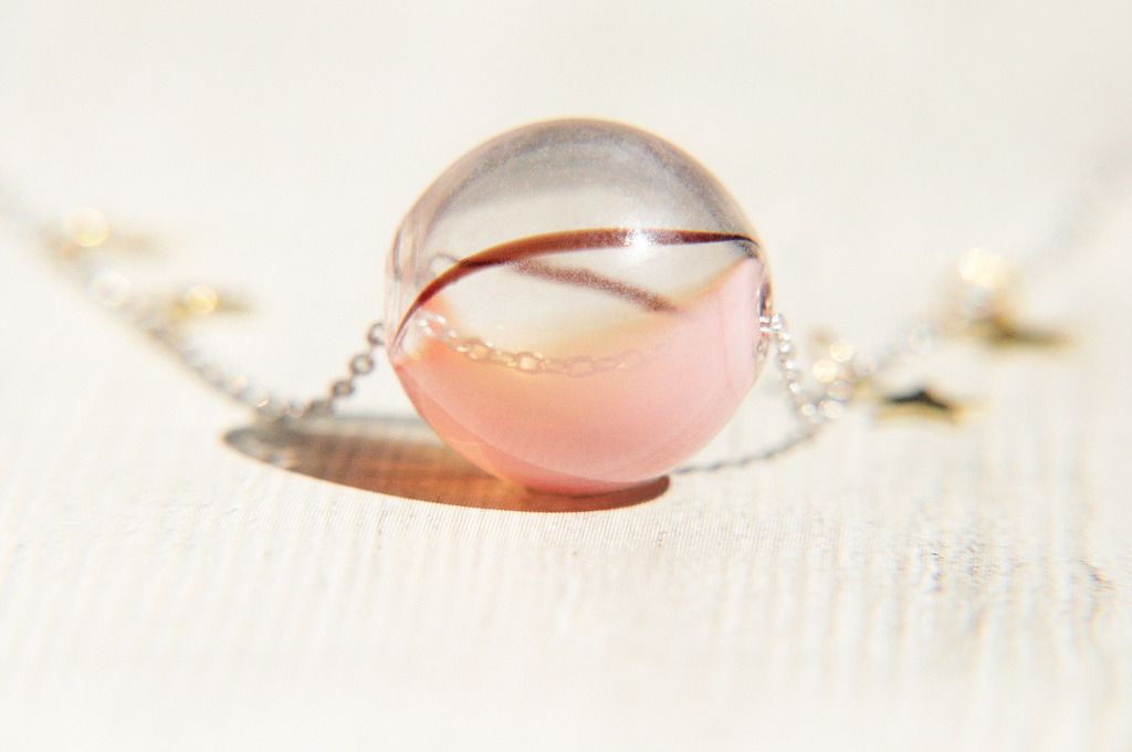 New Year's Gift / Universe Planet / French Stripe Mouth Blown Glass Necklace Short Chain Long Chain Clavicle Chain-Fantasy Starry Universe - Long Necklaces - Glass Multicolor