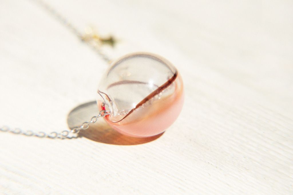 New Year's Gift / Universe Planet / French Stripe Mouth Blown Glass Necklace Short Chain Long Chain Clavicle Chain-Fantasy Starry Universe - Long Necklaces - Glass Multicolor