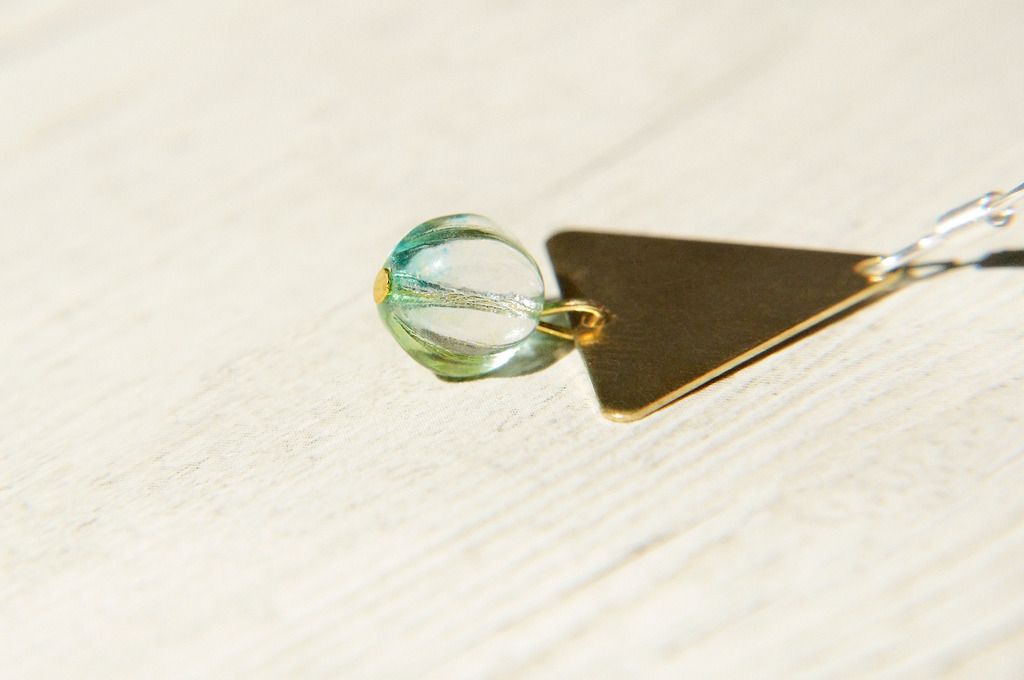 Happy New Year / simple sense / Bronze vintage glass earrings - actual situation of trigonometry World (clip-on / ear pin) - Earrings & Clip-ons - Glass Multicolor