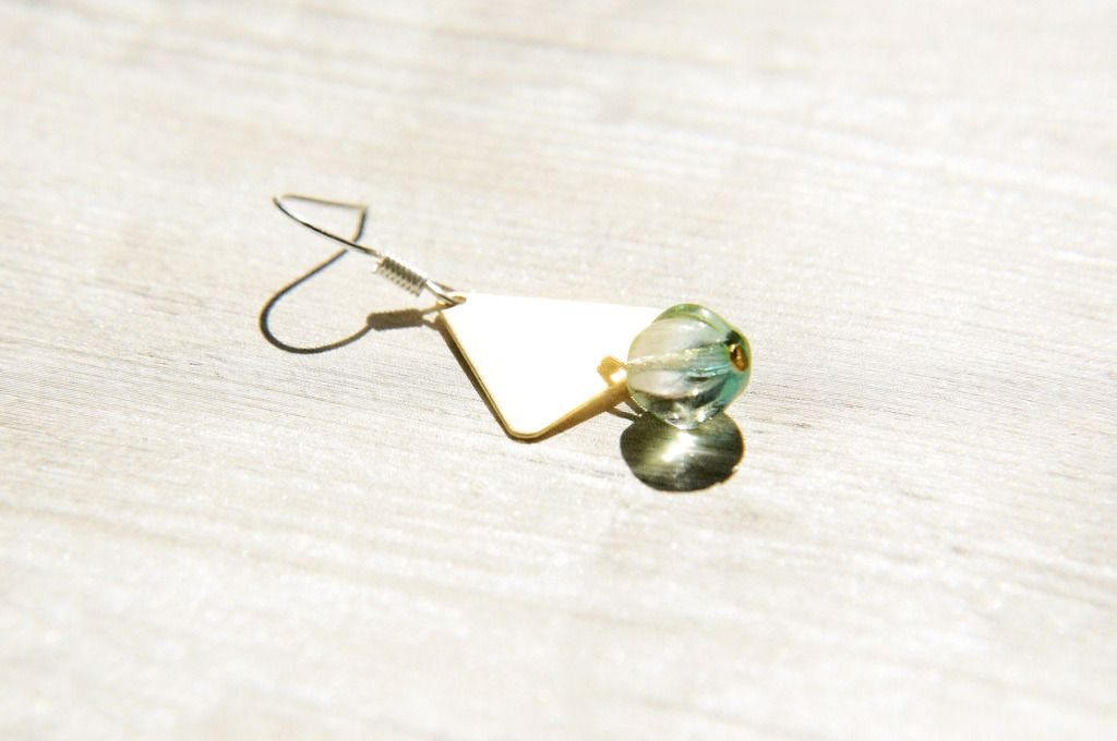 Happy New Year / simple sense / Bronze vintage glass earrings - actual situation of trigonometry World (clip-on / ear pin) - Earrings & Clip-ons - Glass Multicolor