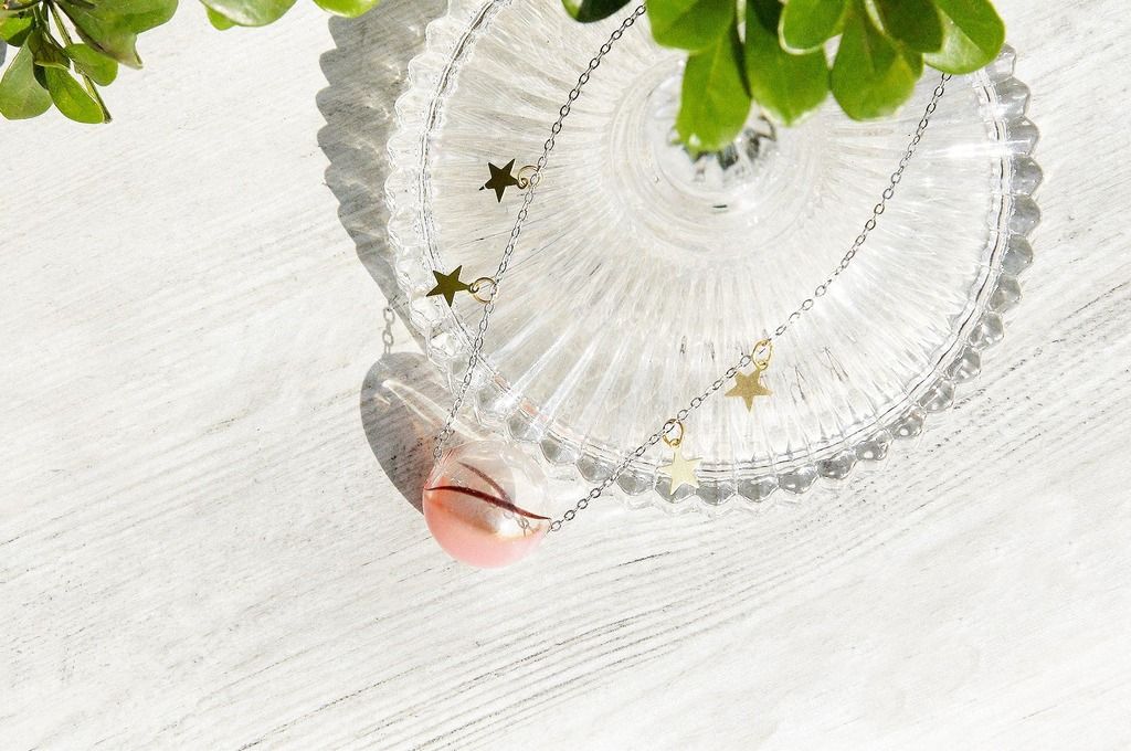 New Year's Gift / Universe Planet / French Stripe Mouth Blown Glass Necklace Short Chain Long Chain Clavicle Chain-Fantasy Starry Universe - Long Necklaces - Glass Multicolor