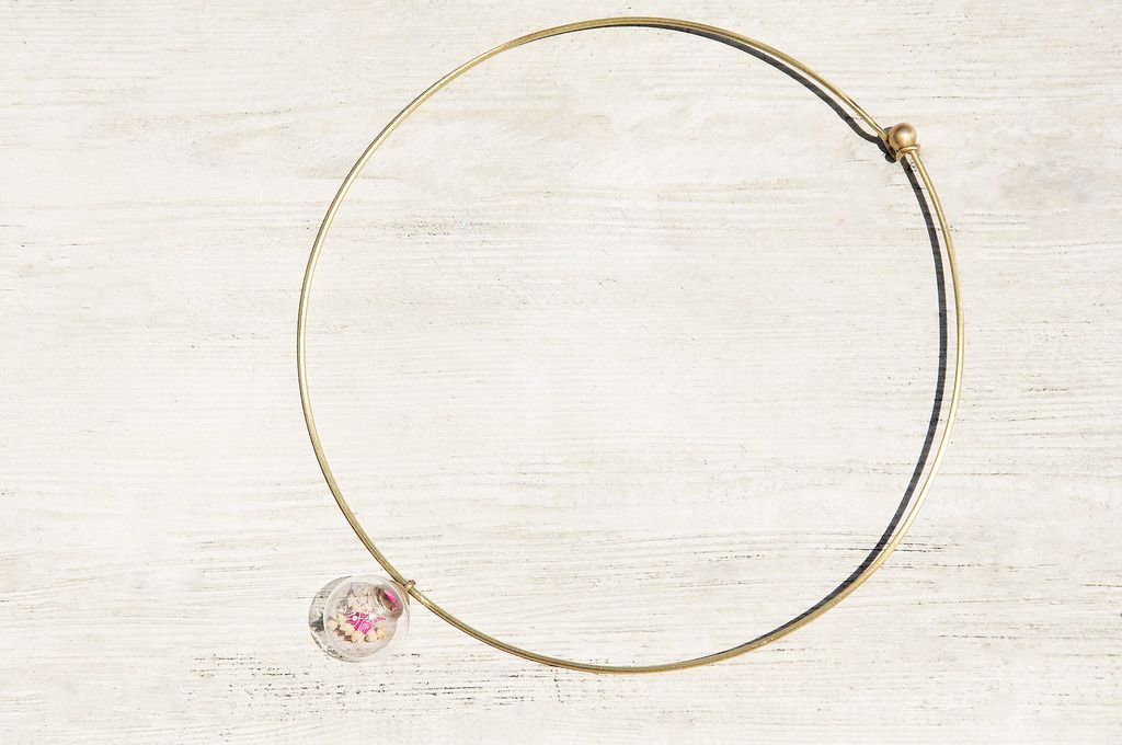 / Simplicity / French minimalist glass collar necklace-romantic dry flower world - สร้อยคอ - โลหะ หลากหลายสี