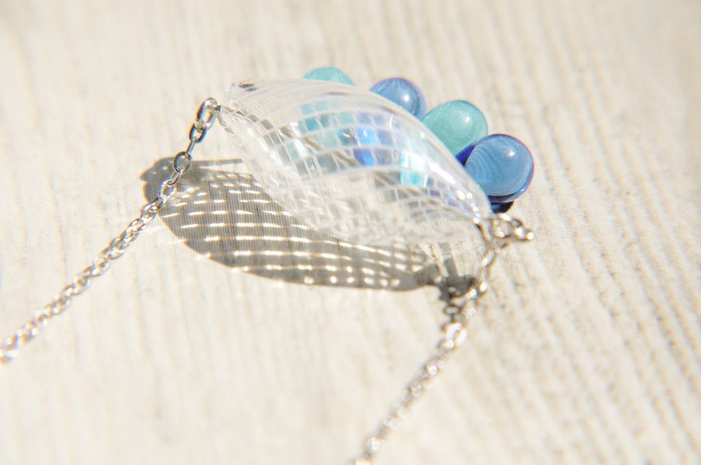 / シンプルセンス / フレンチストライプ 吹きガラスネックレス ショートチェーン ロングチェーン - バイユンドゥオ 水 water baby dropベビー - ロングネックレス - ガラス ホワイト