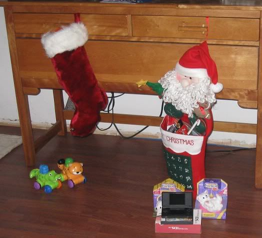 Santa left stockings and toys