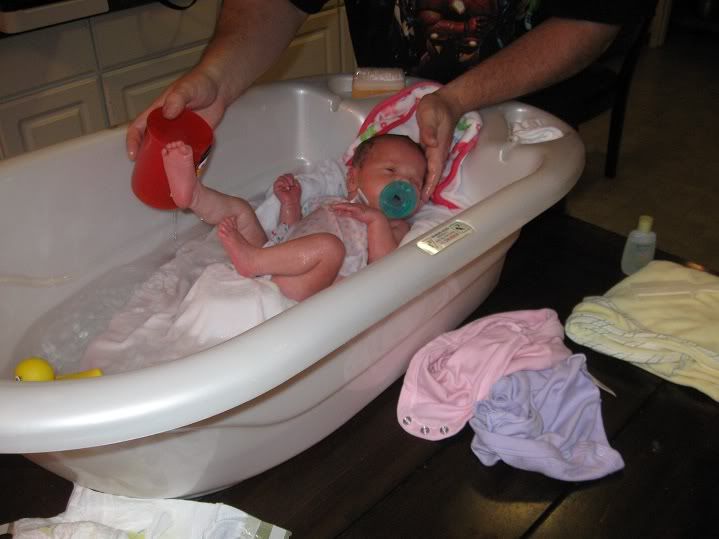 Gabi's first bath