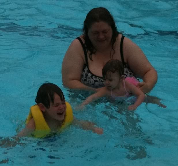 Lily swimming with Nicky