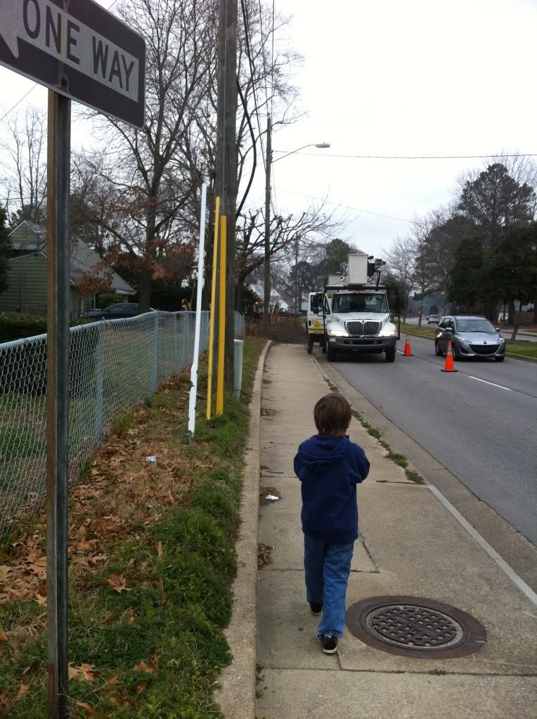 Tree Trimmers, Perfect timing. We had to park around the corner and walk.