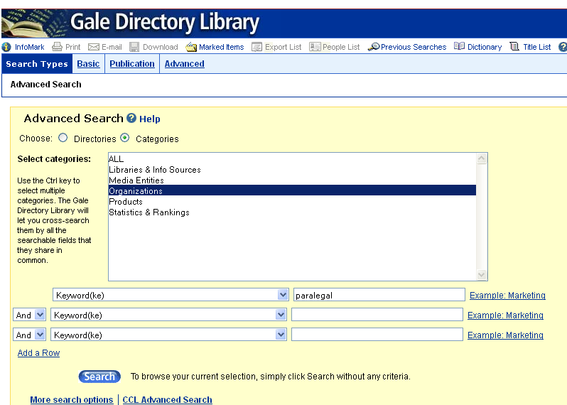 Encyclopedia of Associations, Sample search of all volumes