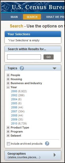 Image detailing how to choose the year you wish to search