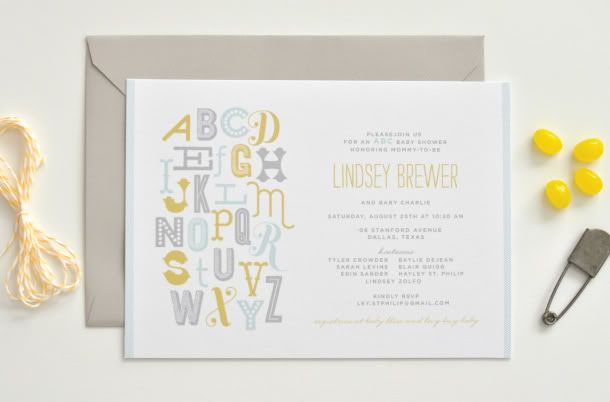 ABC baby shower invitations