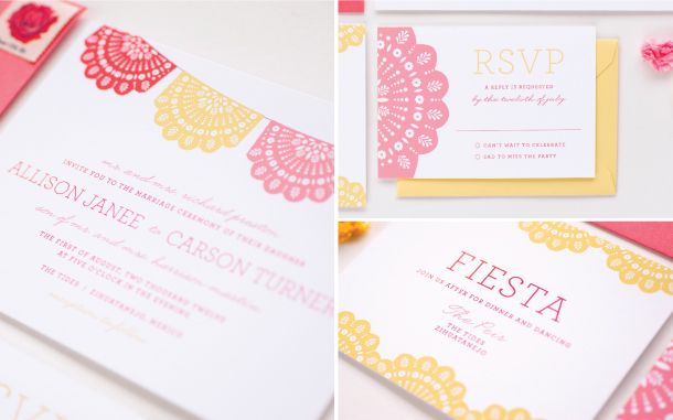 Bodega Fiesta Papel Picado Wedding Invitations by Lauren Chism