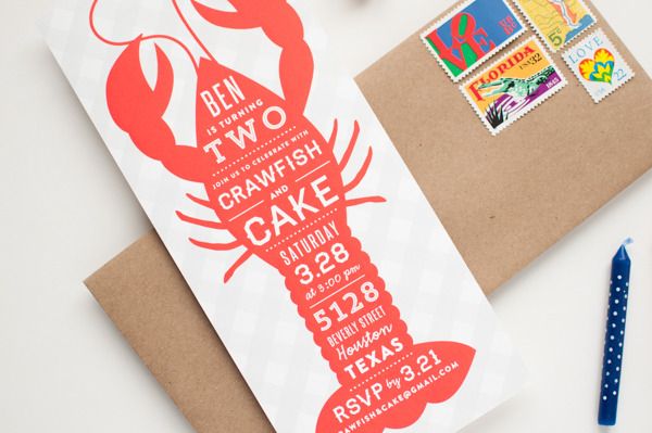 Crawfish and Cake Birthday Invitations by Lauren Chism