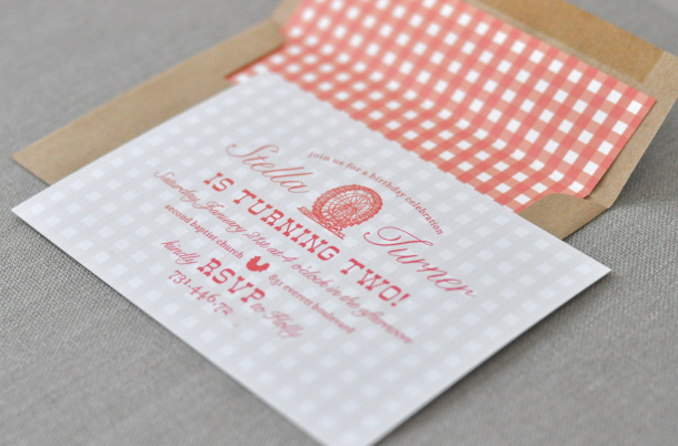 County fair gingham birthday invitations