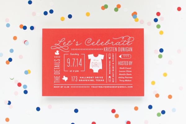 Lauren Chism Colorful Confetti Baby Shower Invitations