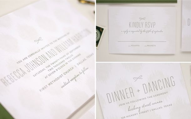 Marbella Ikat Letterpress Wedding Invitation by Lauren Chism Fine Papers