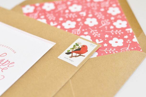 Penelope's Floral Letterpress Birth Announcements by Lauren Chism Fine Papers