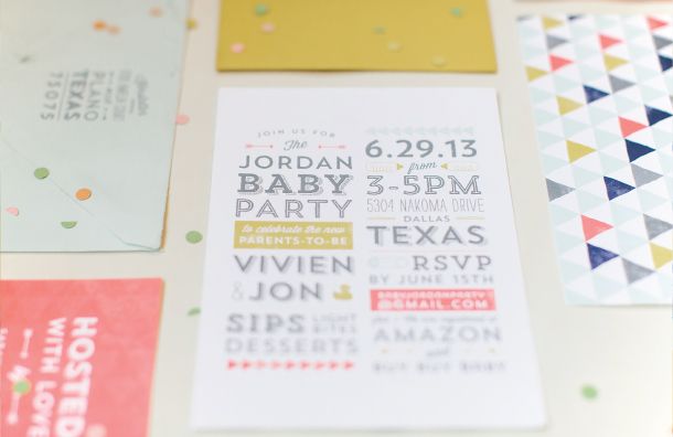 Viv and Jon's Coed Baby Shower Baby Party Invitations by Lauren Chism