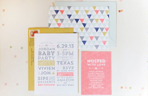 Viv and Jon's Coed Baby Shower Baby Party Invitations by Lauren Chism