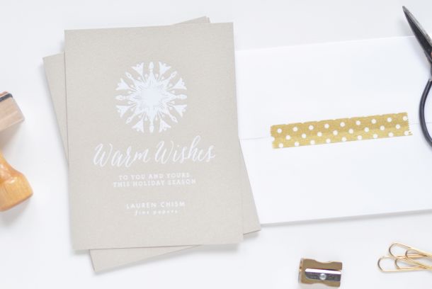 White Foil Holiday cards by Lauren Chism Fine Papers