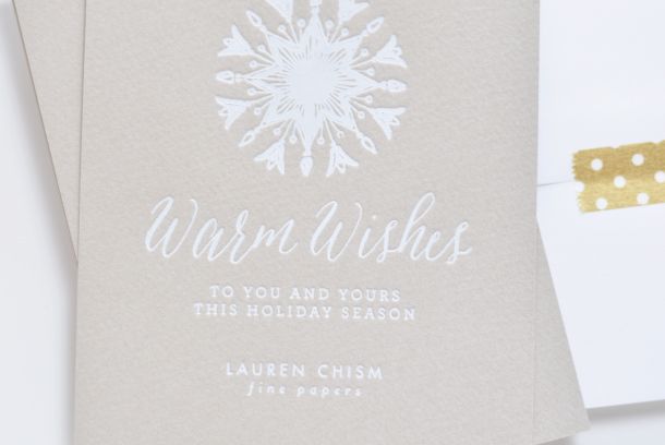 White Foil Holiday cards by Lauren Chism Fine Papers