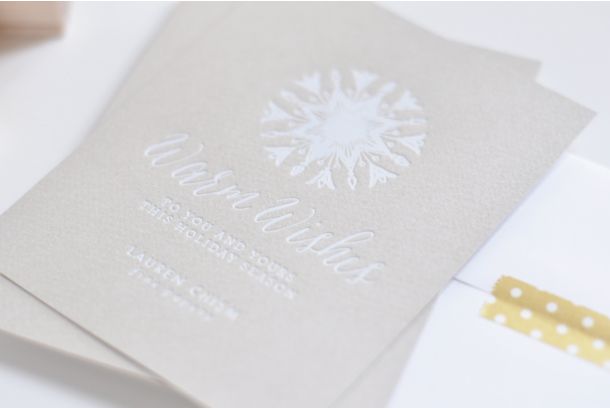 White Foil Holiday cards by Lauren Chism Fine Papers