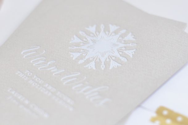 White Foil Holiday cards by Lauren Chism Fine Papers