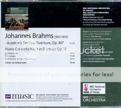 BBC Music BRAHMS Piano Concerto No.1 Hickox Goerner CD  