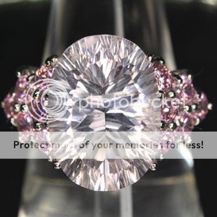 41.00 CT. PINK OVAL CONCAVE KUNZITE SILVER 925 RING S7.75  